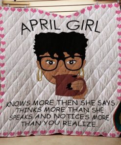 Funny April Girl Black Women American Birthday Gift Quilt