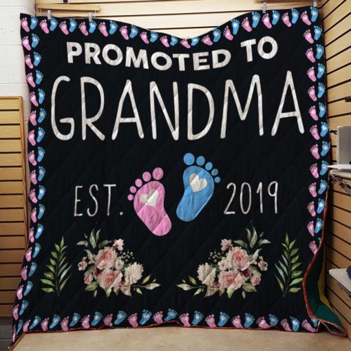 Promoted to Grandma Est 2019 New Grandma To Be Quilt