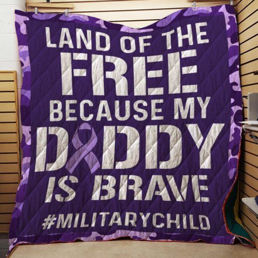 Military Child Month Purple Up Free Brave Dad Pride Quilt
