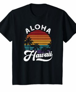 Aloha Hawaii T-Shirt Retro Vintage Sunset