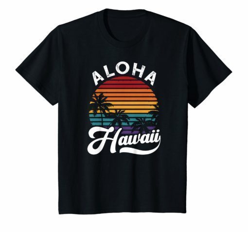 Aloha Hawaii T-Shirt Retro Vintage Sunset