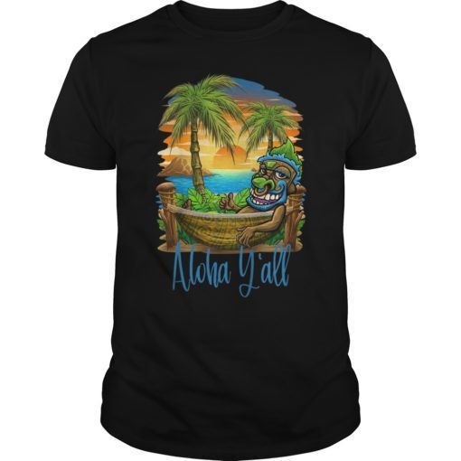 Aloha Yall Tiki Beach T-Shirt Hawaii Vacation Group Shirt