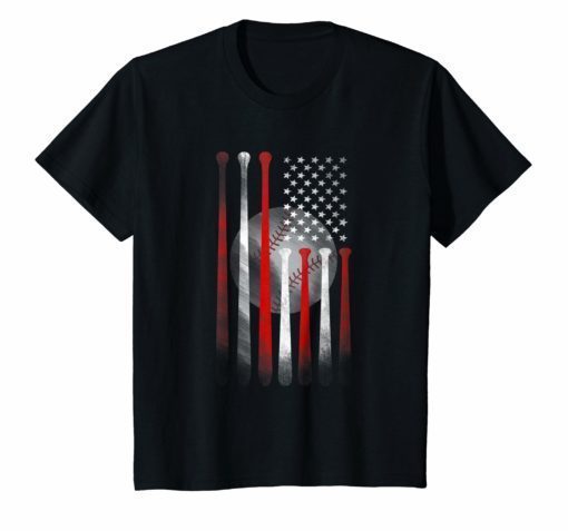 American Flag Vintage Baseball Flag T-Shirt