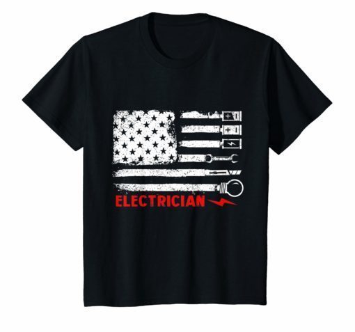 American Flag With Electrician T-Shirt For Men Women