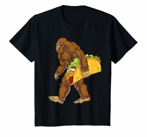 Bigfoot Carrying Taco T shirt Cinco de Mayo Boys Sasquatch