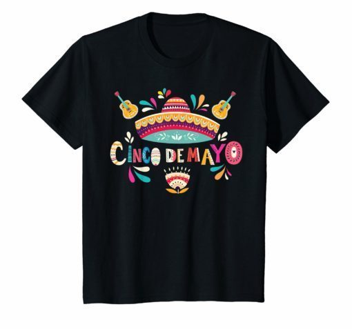 Cinco De Mayo T-Shirt Mexico Sombrero Guitar flower