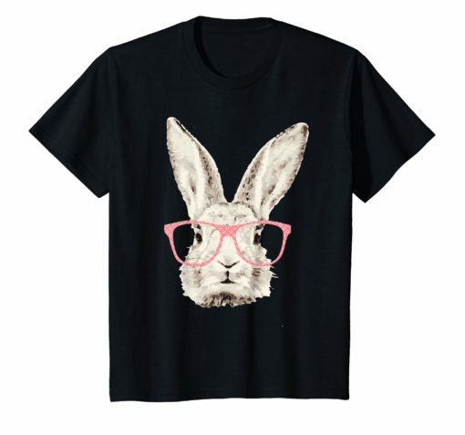 Cute Bunny Rabbit Pink Glasses Funny Hipster Easter Tshirt