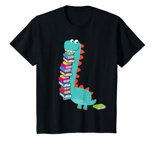 Cute Dinosaur Loves Book And Reading Book Funny T-Shirt
