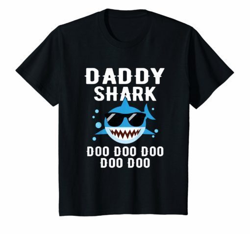 Daddy Shark T-Shirt Doo Doo Funny Baby Mommy Kids Shirt