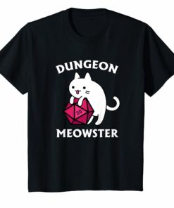 Dungeon Meowster Funny DnD Gamer Cat D20 Tshirt