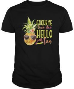 Goodbye Lesson Plan Hello Sun Tan Gift Pineapple t-shirt