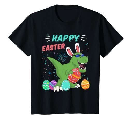 Happy Eastrawr T Rex Dinosaur Easter Bunny Egg Shirt Kids