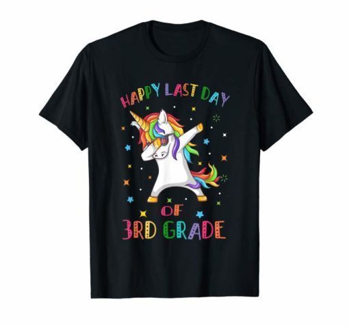 Happy Last Day Of 3Rd Grade Unicorn Dabbing Funny T Shirt