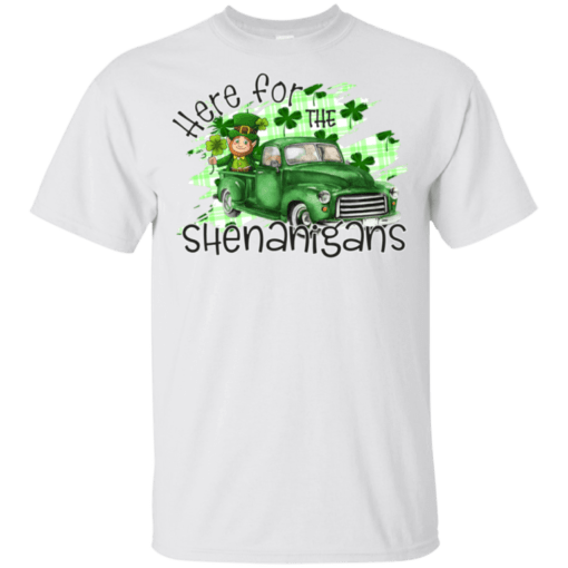 Here For The Shenanigans Leprechaun Truck Patricks DayYouth Kids T-Shirt