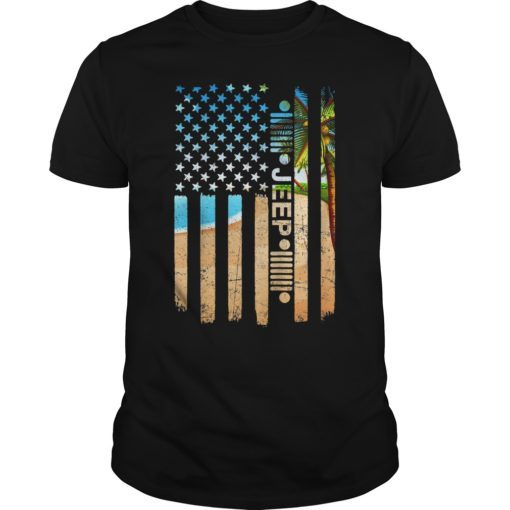 Jeep American Flag Summer Beach Jeep Drivers Shirt