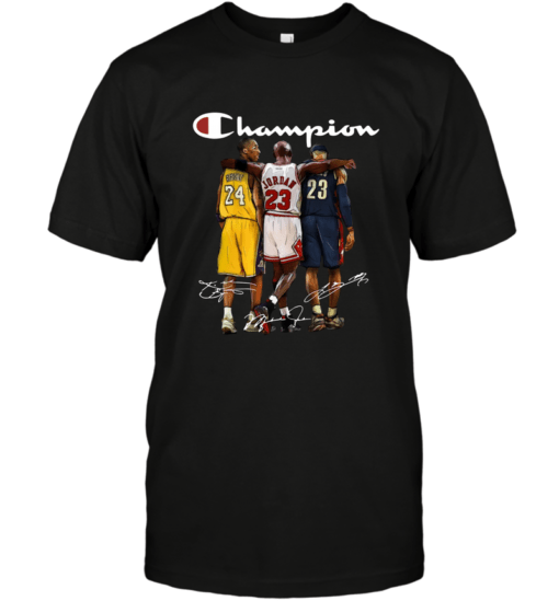 KOBE BRYANT MICHAEL JORDAN AND LEBRON JAMES CHAMPION SHIRT