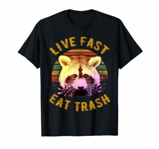 Live fast eat Trash Funny Raccoon Camping Vintage tshirt