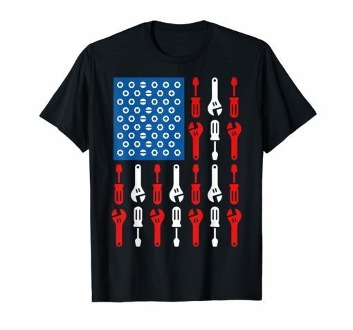 Mechanic American US Flag Funny Gift Patriotic Tool Shirt