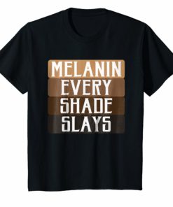 Melanin Every Shade Slays Natural Hair Afro Tee Shirt