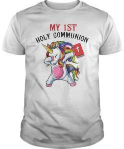 Mens My 1st Holy Communion Unicorn Dabbing Shirt