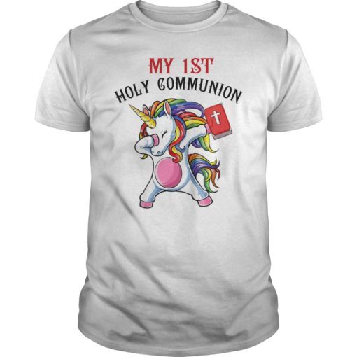 Mens My 1st Holy Communion Unicorn Dabbing Shirt