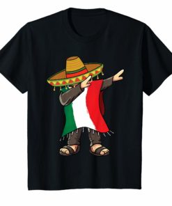 Mexican Flag Poncho Man Dabbing Cinco de Mayo T-Shirt