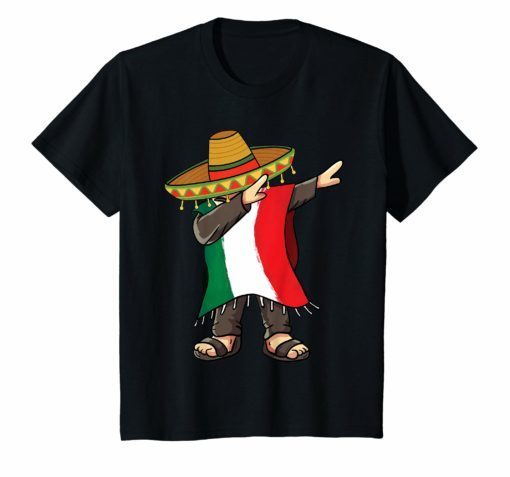 Mexican Flag Poncho Man Dabbing Cinco de Mayo T-Shirt