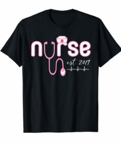 New nurse est 2019 with hat heartbeat Stethoscope t-shirt