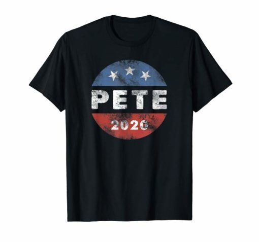 Pete 2020 Vintage Distressed Button Pete Buttigieg 46 TShirt