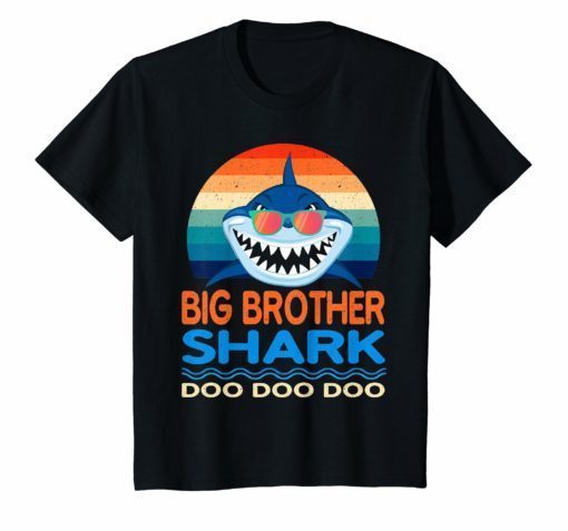 Retro Vintage Big Brother Shark TShirt Gift Baby Boys Kids