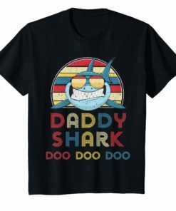Retro Vintage Daddy Sharks Tshirt gift for Father
