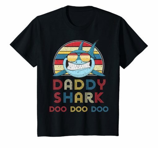 Retro Vintage Daddy Sharks Tshirt gift for Father