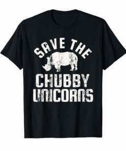 SAVE THE CHUBBY UNICORNS Rhino Vintage Retro Gift T-Shirt