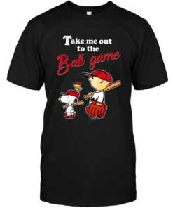 SNOOPY WOODSTOCK AND SCHROEDER TAKE ME OUT TO THE BALL GAME BASEBALL SHIRT