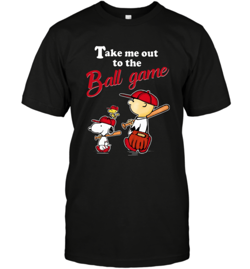 SNOOPY WOODSTOCK AND SCHROEDER TAKE ME OUT TO THE BALL GAME BASEBALL SHIRT