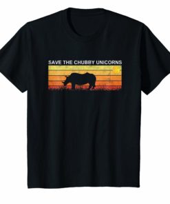 Save The Chubby Unicorns Rhino Vintage Retro Colors Shirt.
