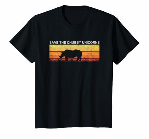 Save The Chubby Unicorns Rhino Vintage Retro Colors Shirt.