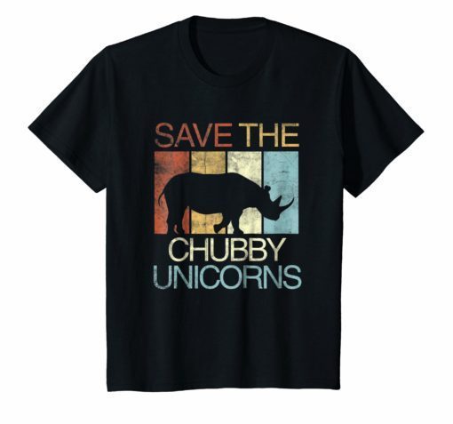 Save The Chubby Unicorns T-Shirt Retro Vintage Colors