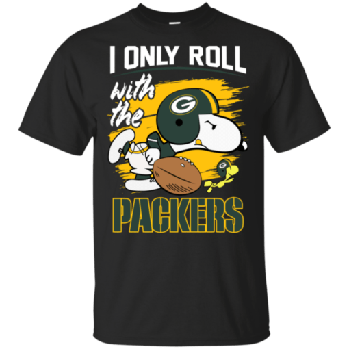 Snoopy I Only Roll With Packers Football Team T-Shirt For Fan