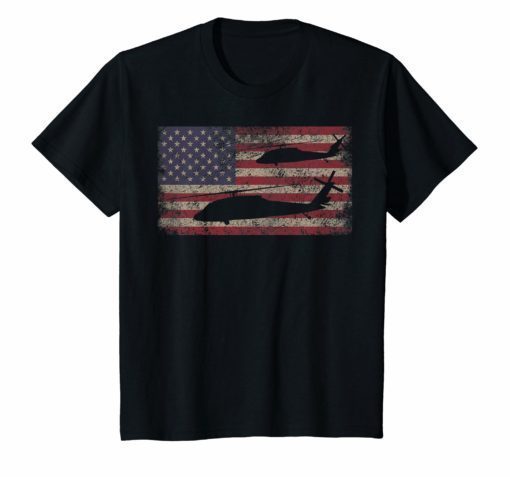 UH-60 Black Hawk Helicopter T Shirt Gift USA Flag Tee