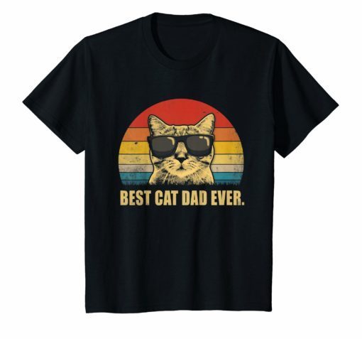Vintage Best Cat Dad Ever T-Shirt Cat Daddy Father Gift Men