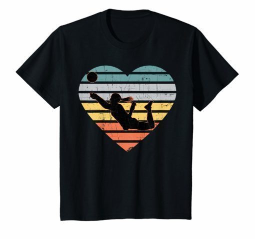 Volleyball Gifts for Teen Girls Retro Vintage Heart Tshirt