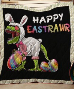 Happy Eastrawr T Rex Dinosaur Easter Bunny Egg Quilt