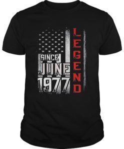 42nd Birthday T-Shirt June 1977 Legends Vintage Flag Tee