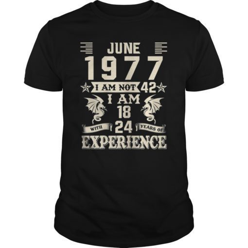 42th birthday june 1977 I am not 42 I am 18 with 24 experien Shirt