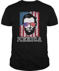 4th of July Shirt Merica Abe Abraham Lincoln USA Flag Tshirt
