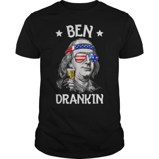 4th of July Shirts for Men Ben Drankin Benjamin Franklin Tee Shirt