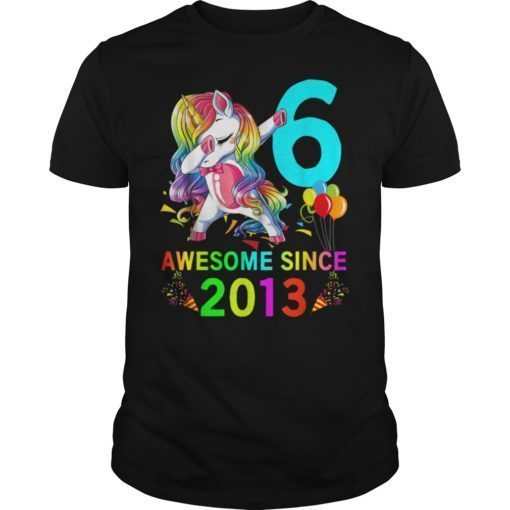 6 Years Old 6th Birthday Unicorn Dabbing T-Shirt