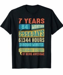 7 Years Old 7th Birthday Gifts Vintage Tee Shirt 84 Months