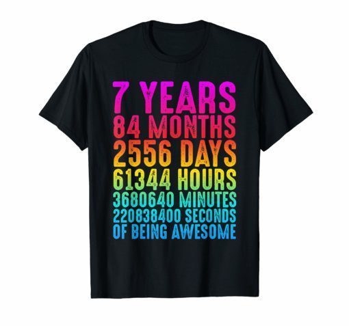 7 Years Old 7th Birthday Retro Vintage T Shirt Boys Girls